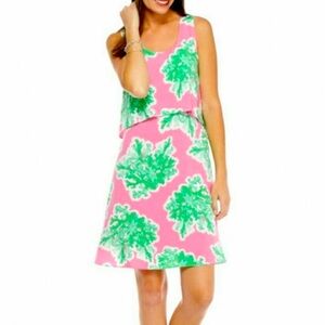 Crown & Ivy Pink / Green Sleeveless Dress Coral Reef Pattern NWOT